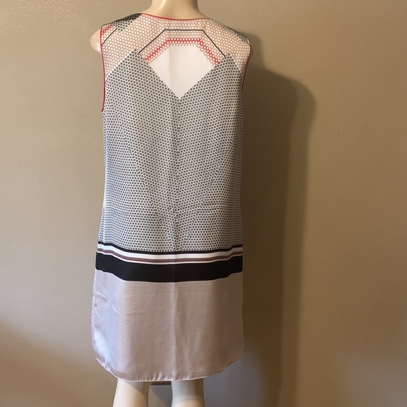 Max Edition size M cream multi patterned dress red trim NWT - Picture 3 of 4